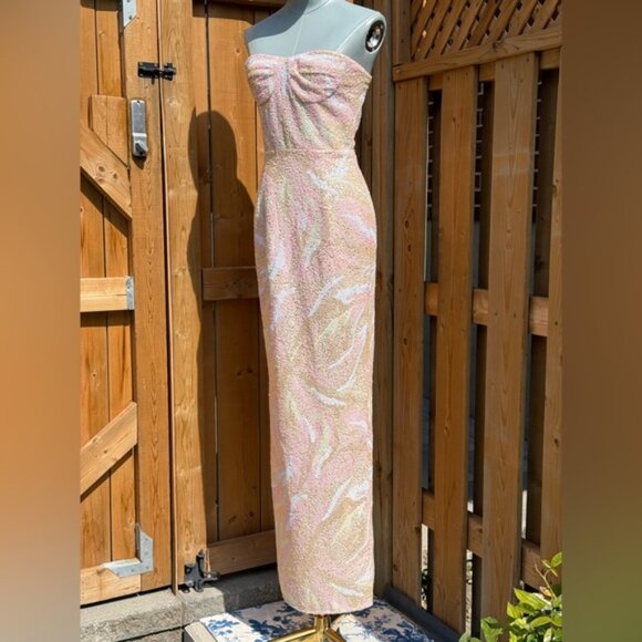 🆕 BRONX & BANCO 🧿 NWOT Dahlia Blush Multi Sequin Maxi Dress - Sz XS US 2 - Picture 4 of 13